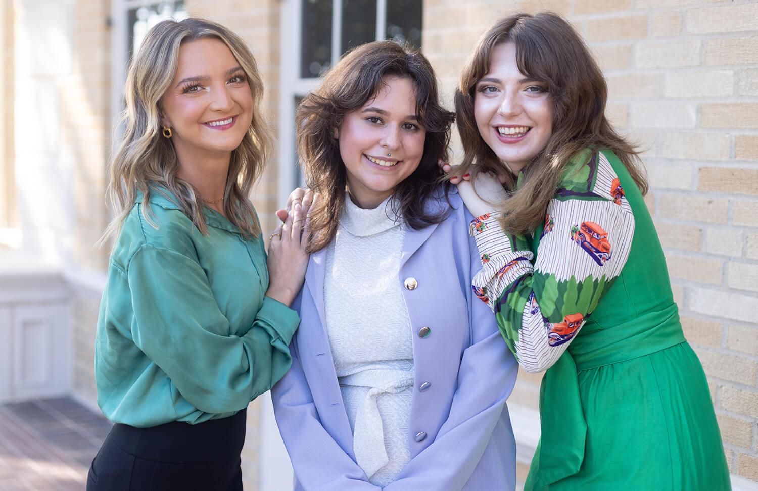 University of North Texas students Tatum Hartsfield, Madeline Blackburn, and Caroline Bowen take a team photo.
